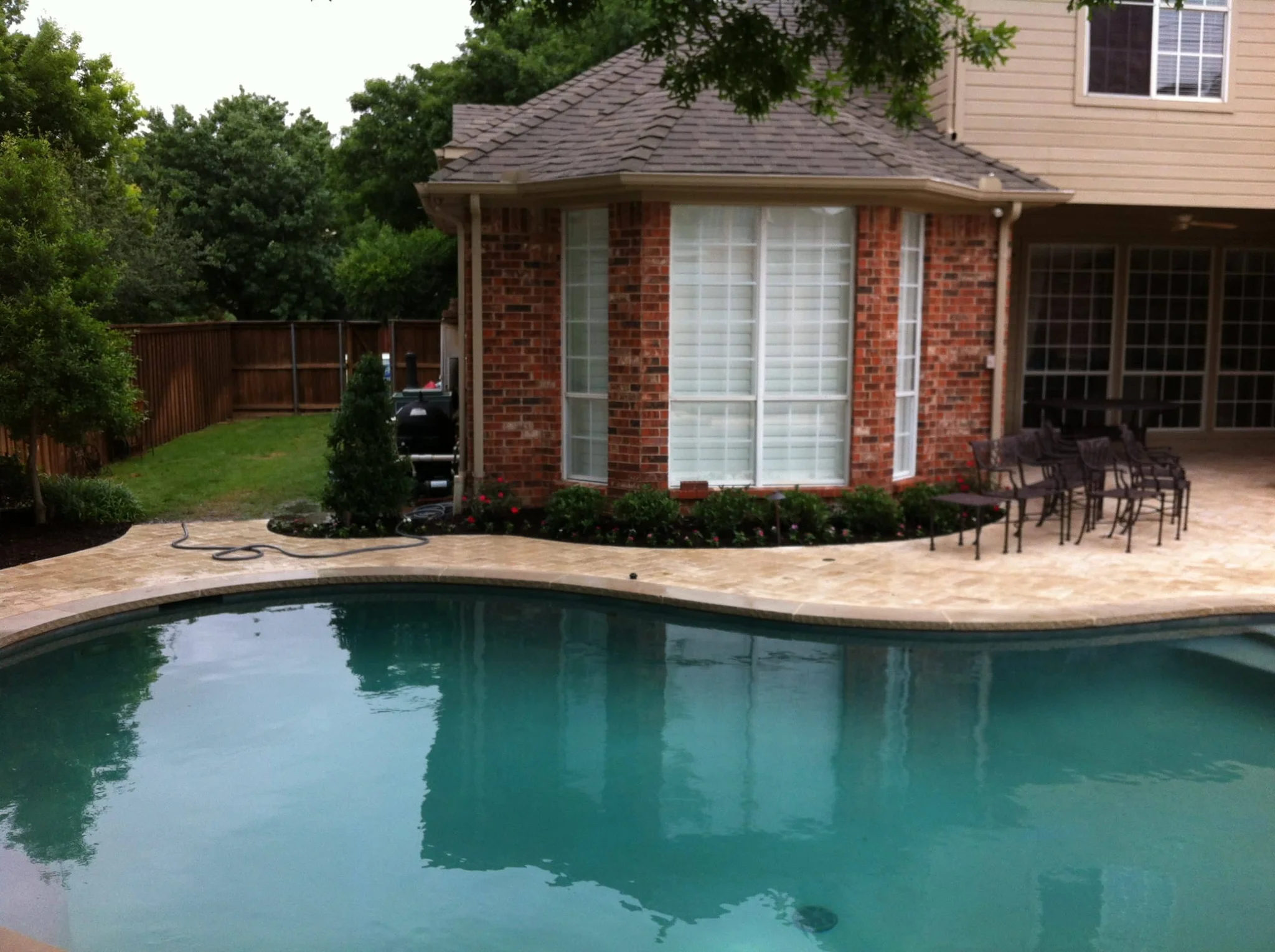 Pool Landscape with Kitchen & Fireplace — image 2