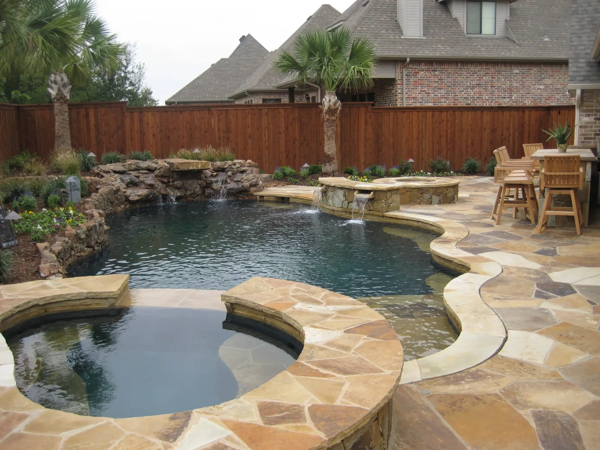 Pool Landscape, Kitchen, Fire Pit